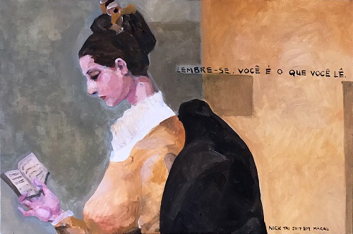 閱女, 戴永寧, 60 x 90 cm, 布本壓克力, 2017